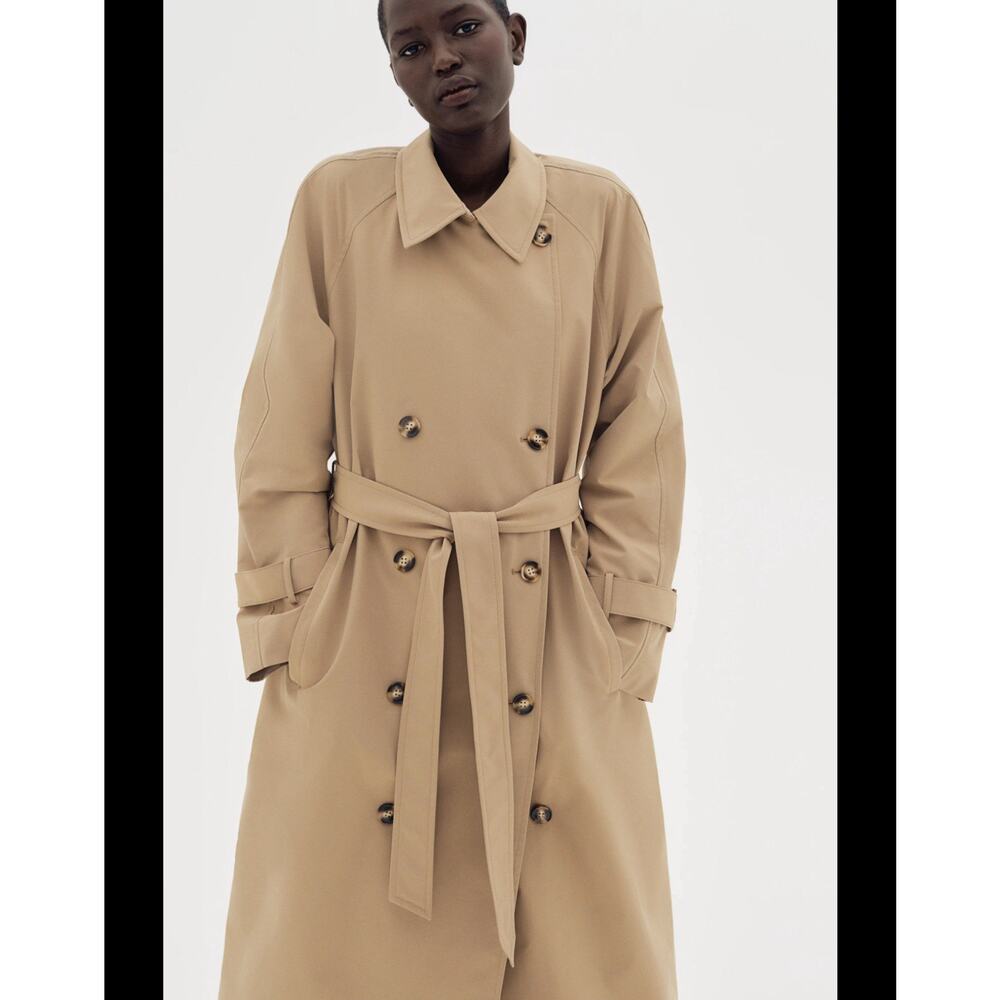 H&M Beige Double-Breasted Trench Coat with Black Buttons - Picture 2 of 14